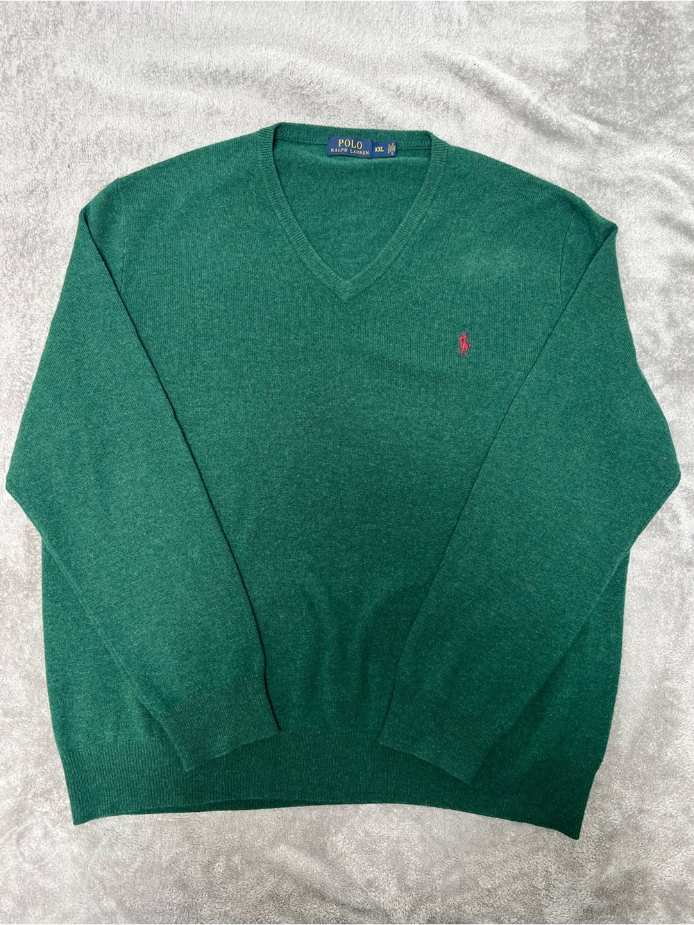 Polo Ralph Lauren Men's V-Neck Merino Wool Sweater in Green